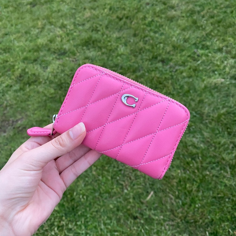 Pink Coach Card Case With Pillow Quilting